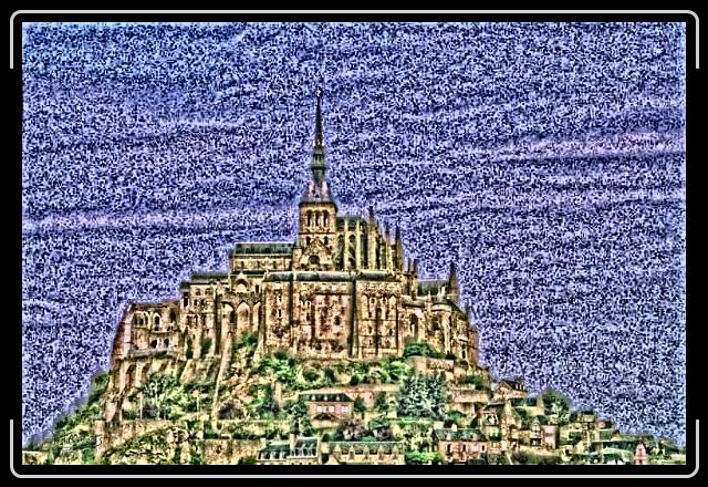 Long Castle Shot from road 1 sketch.jpg - Mont St. Micheal in photosketch glory.
